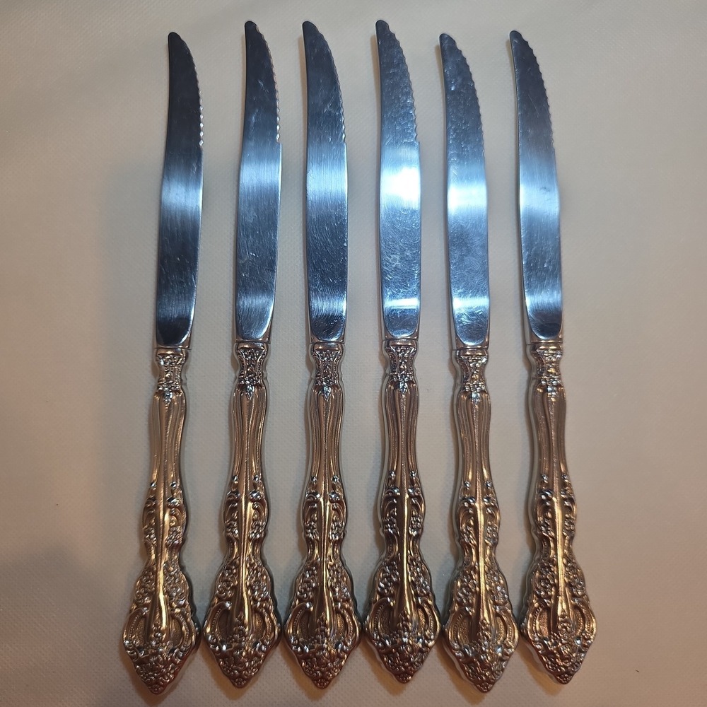 Vintage Oneida Michelangelo Stainless Steel Steak Knife Set Of 6